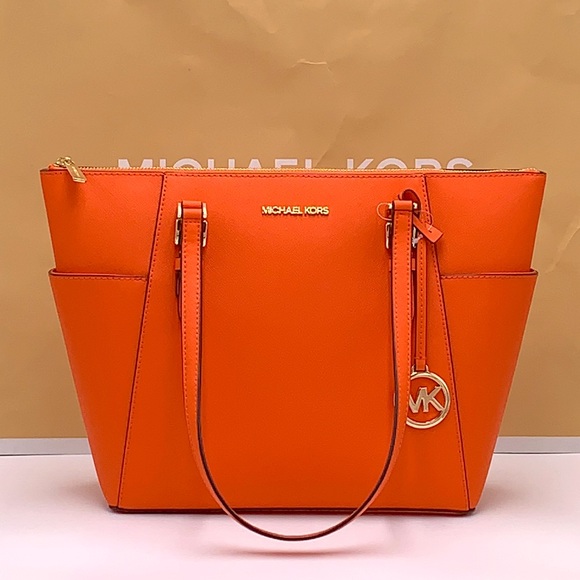 MICHAEL KORS Jet Set Large Crossgrain Leather Top-Zip Charlotte Tote Bag… - Picture 4 of 14